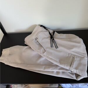 Figs bone Jogger Pants with Black Drawstring